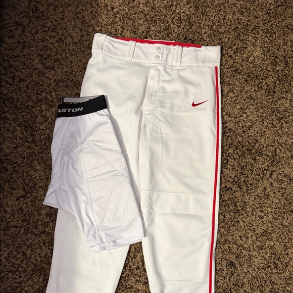 Nike Other - Nike White Baseball Pants with Red Piping and Red Swoosh